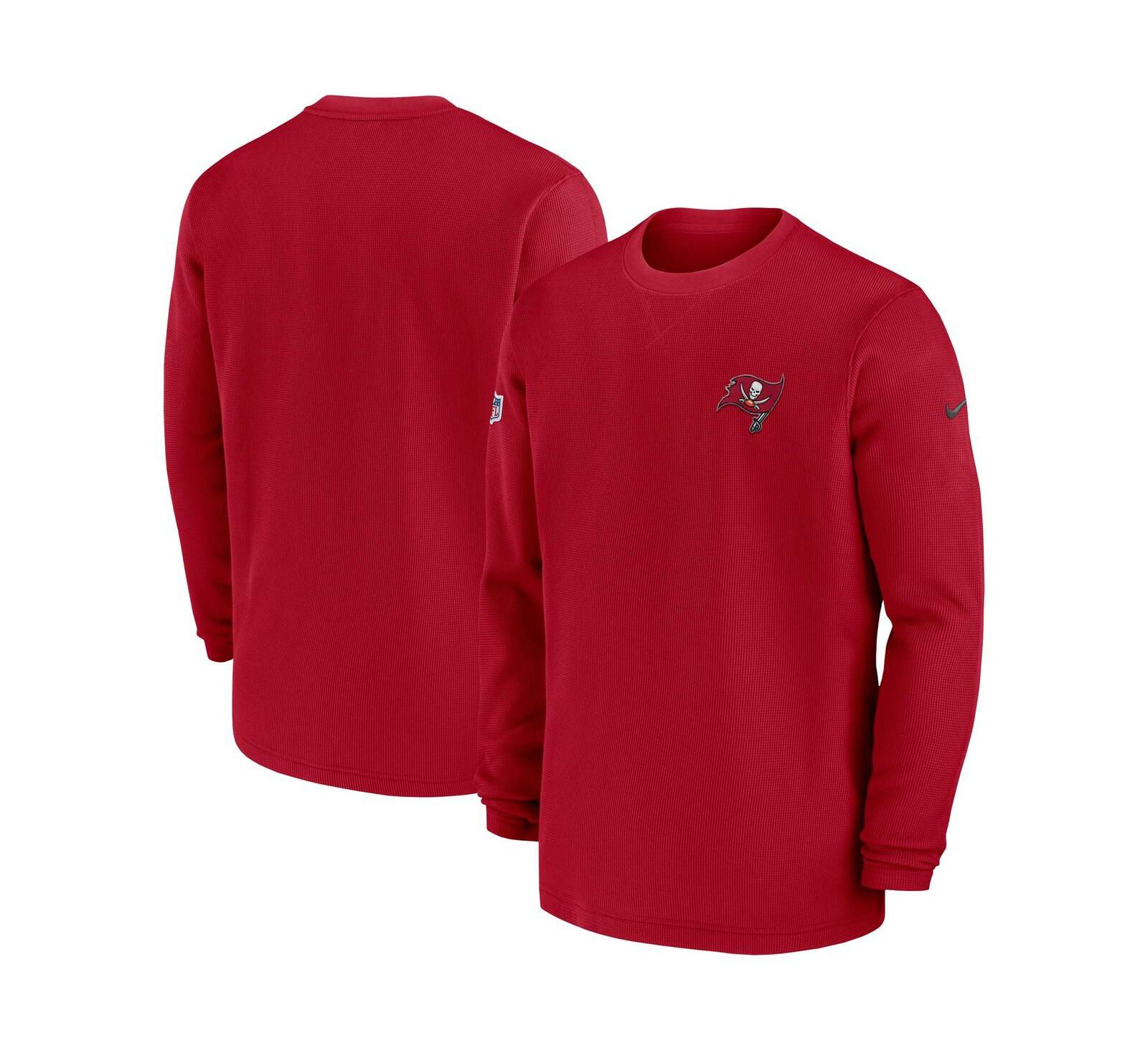 Men's Nike Red Tampa Bay Buccaneers 2023 Sideline Throwback Heavy Brushed Waffle Long Sleeve T-shirt
