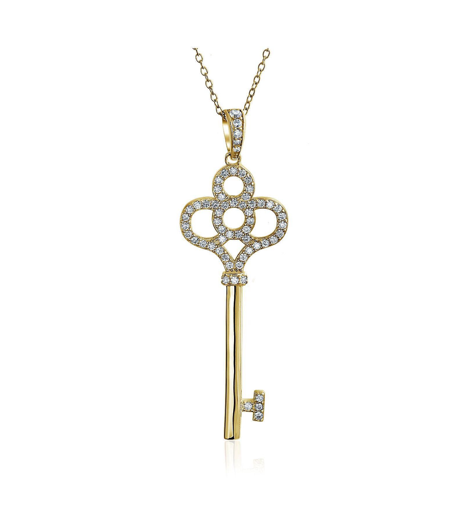 Bling Jewelry Подвеска-ключ Victorian Style с CZ и золотым напылением