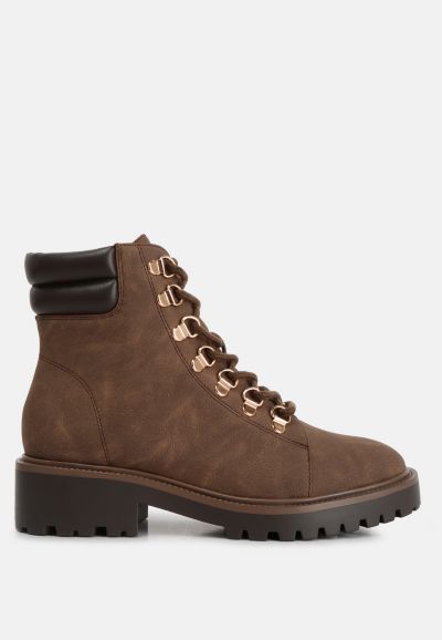 London Rag Women's shirly soft leather lace-up boots