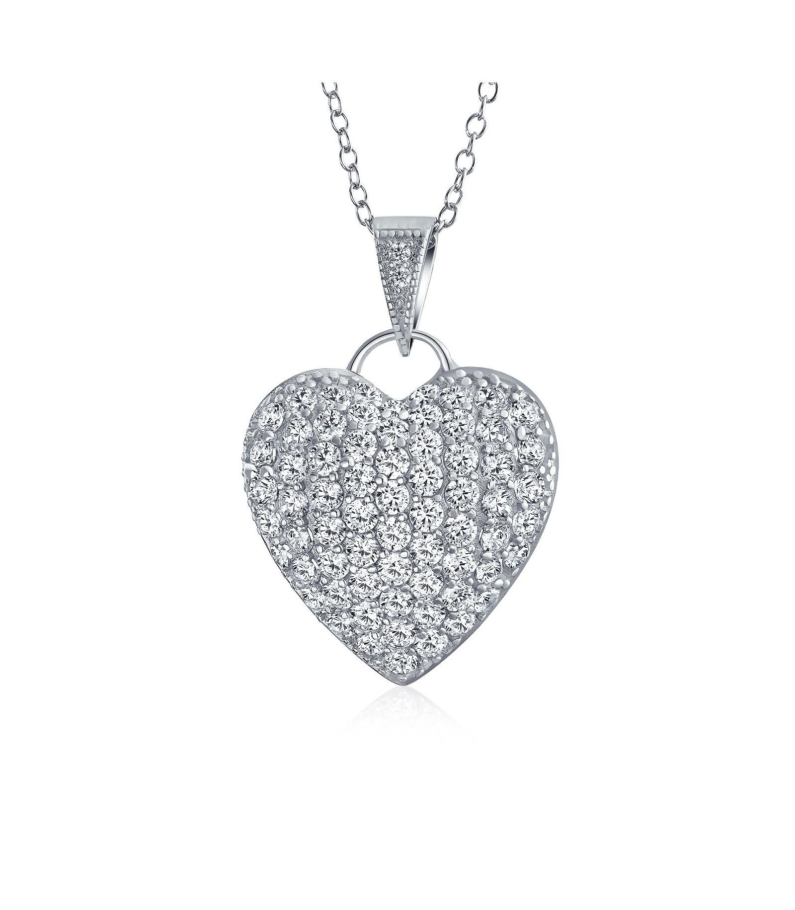 Bling Jewelry подвеска-кулон в форме сердца из кубического циркония, 925 пробы стерлингового серебра