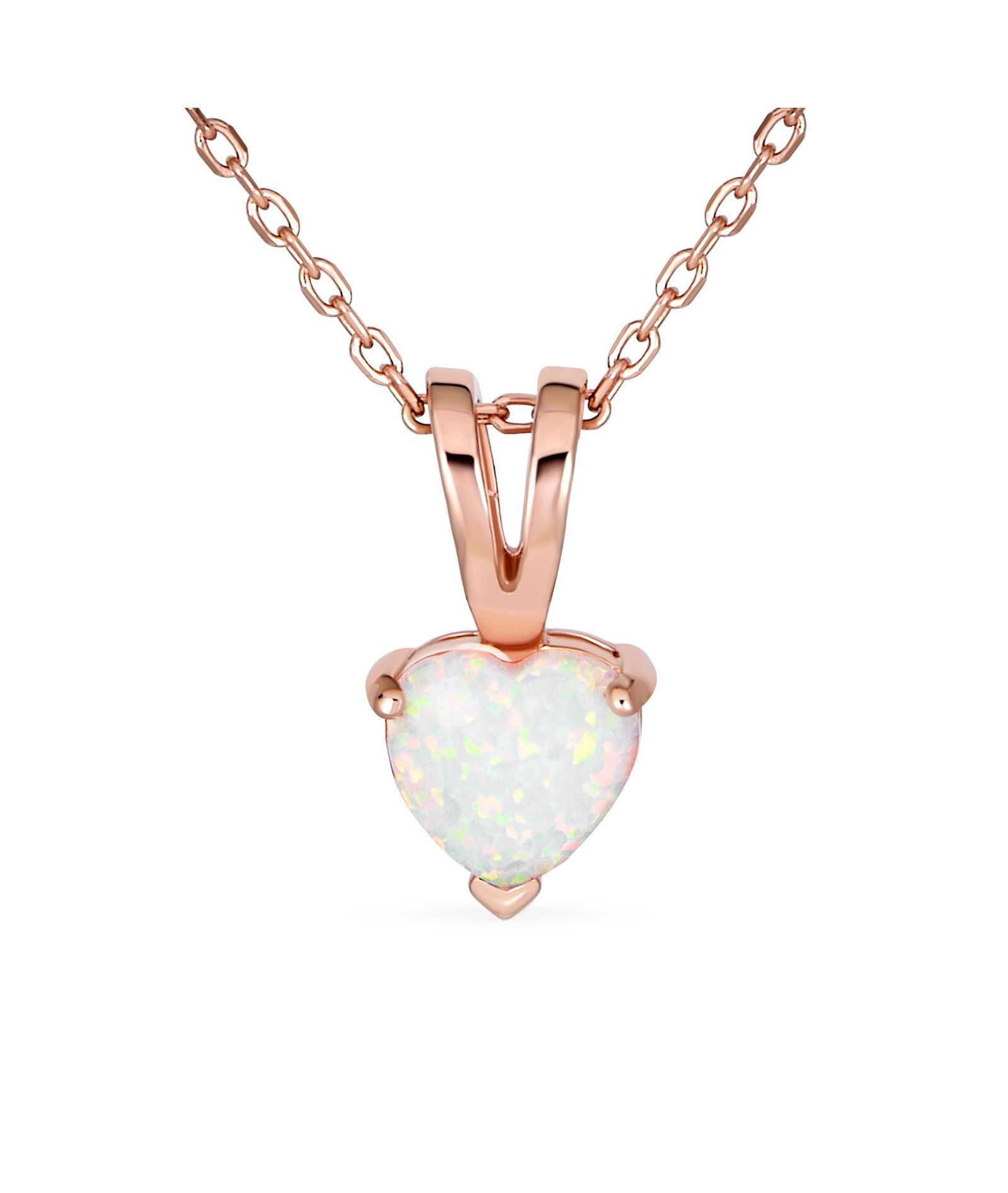 Bling Jewelry романтическое ожерелье с подвеской в форме сердца из белого опала и розового золота в стерлинговом серебре .925