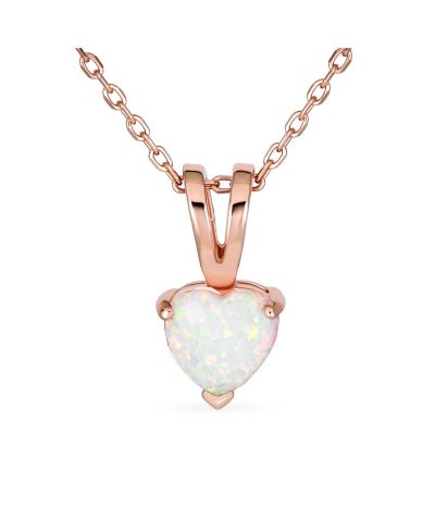 Bling Jewelry романтическое ожерелье с подвеской в форме сердца из белого опала и розового золота в стерлинговом серебре .925