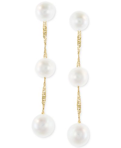 EFFY® Серьги Triple Drop из культивированного речного жемчуга, 14k Yellow, White or Rose Gold (5mm)