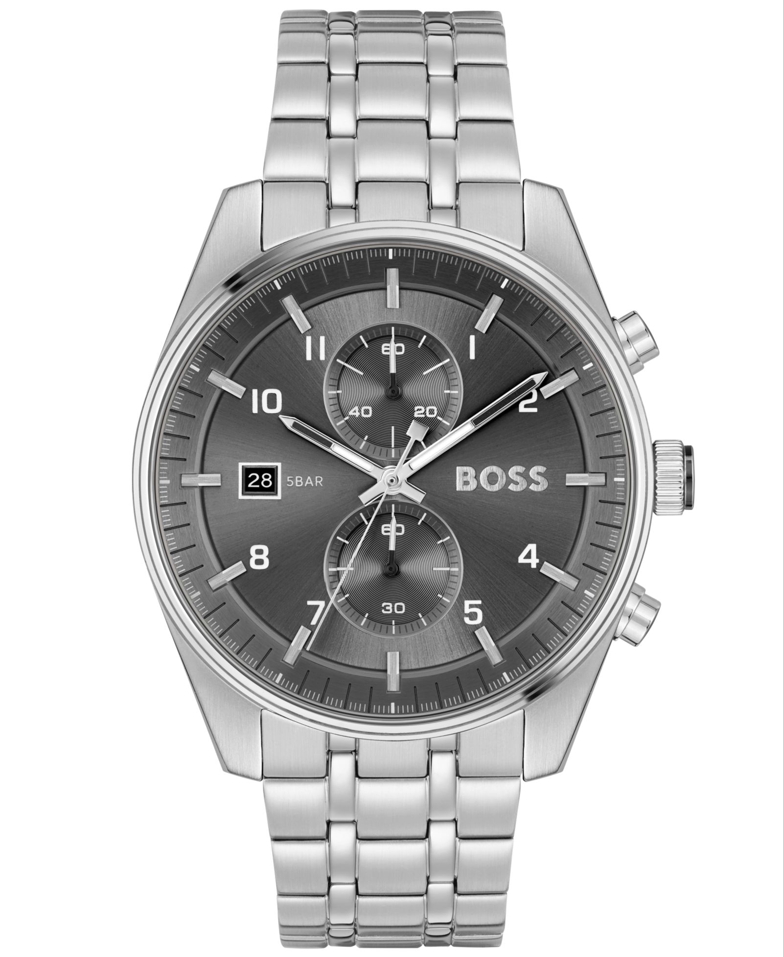 Hugo Boss Мужские часы Skytraveller Quartz серебристые из нержавеющей стали 44mm