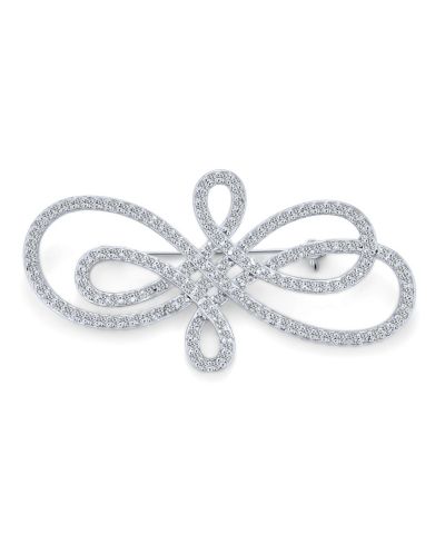 Брошь-шарф Bling Jewelry в стиле ар-деко с большим завитком и кубическим цирконием, посеребренная