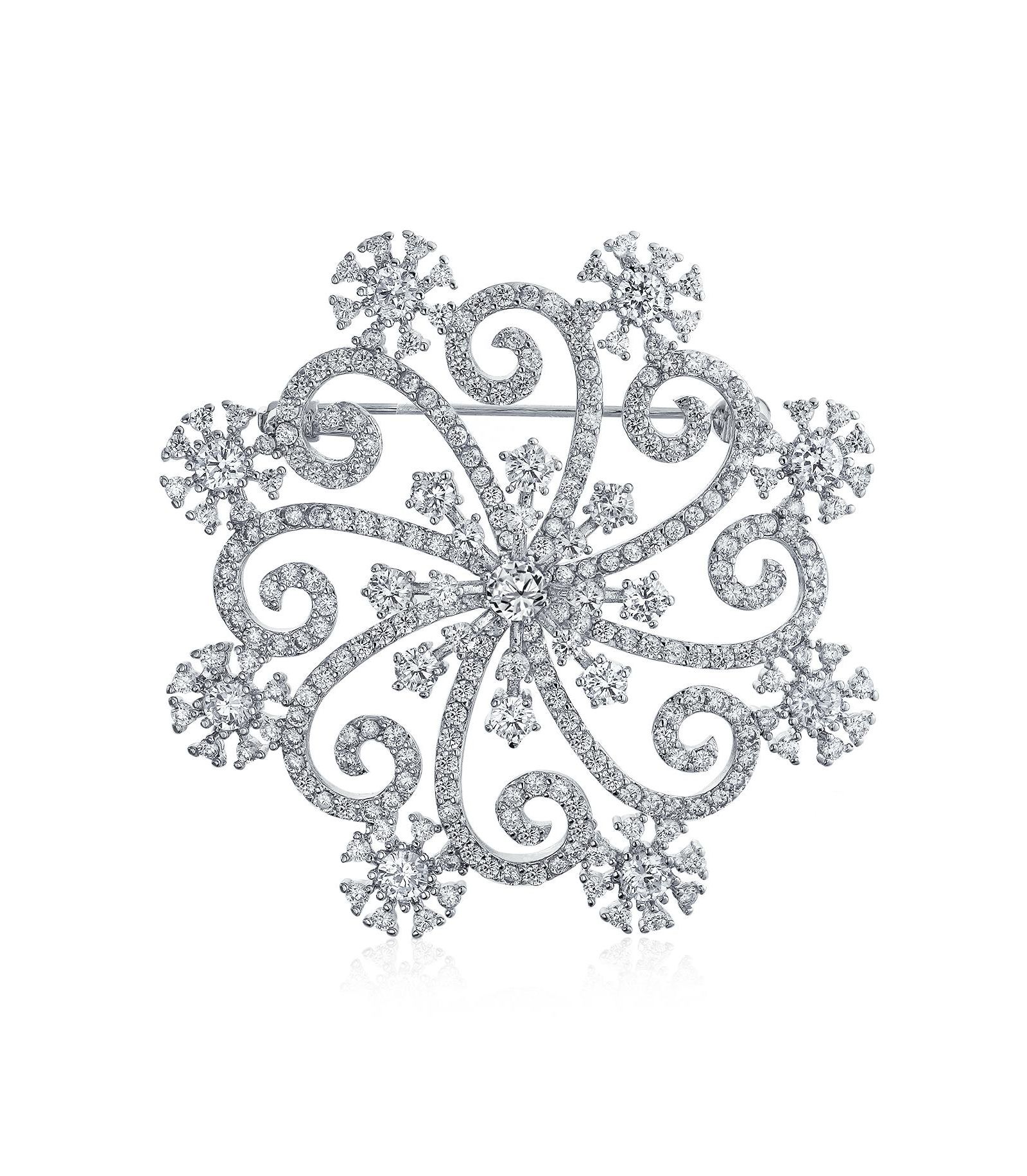 Брошь-булавка Bling Jewelry с цирконием в виде снежинки для праздника