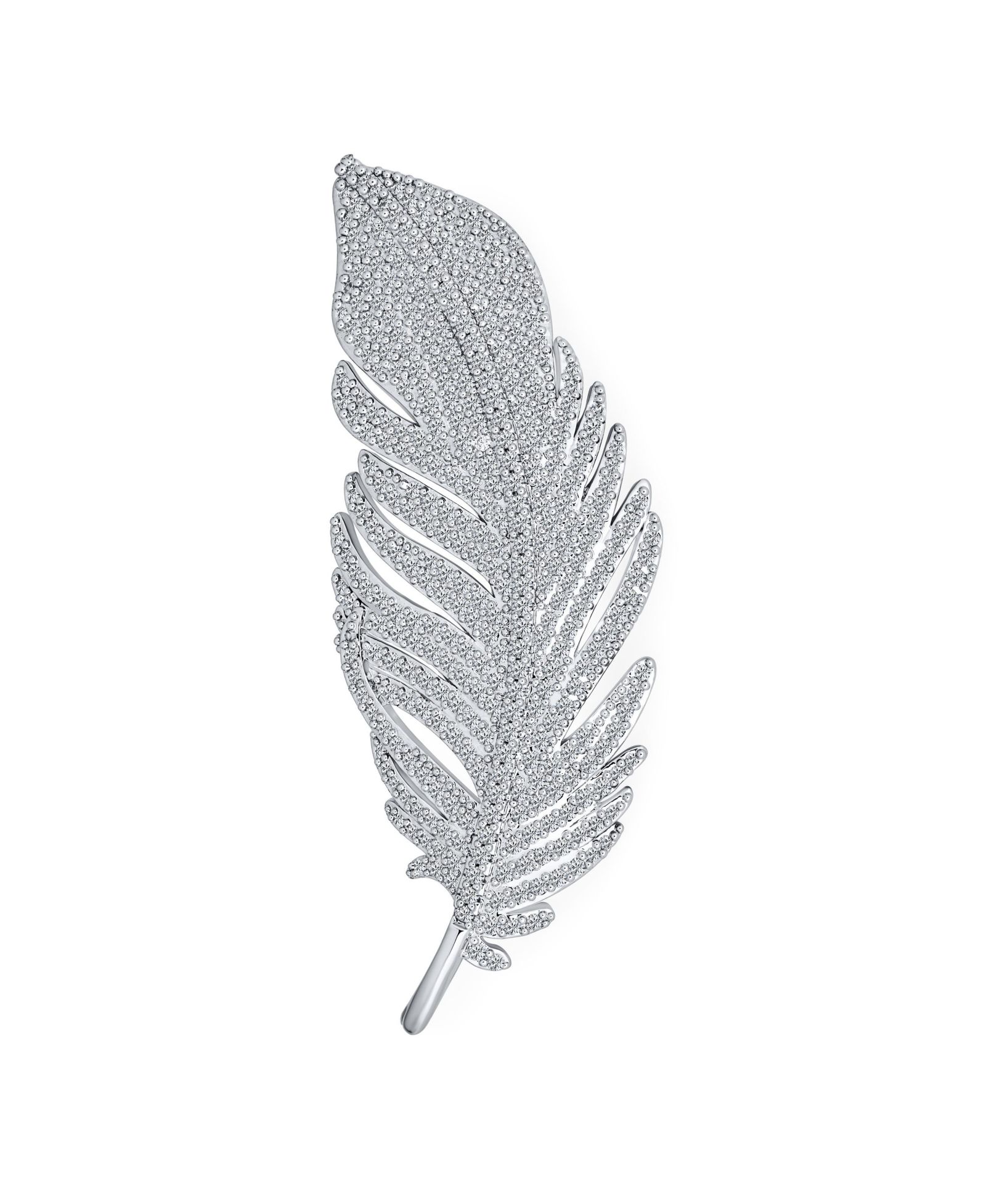 Bling Jewelry Classic Style Large Pave CZ Feather Leaf Scarf Brooch Pin or Pendant