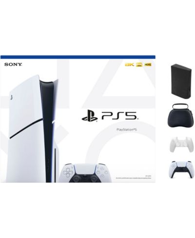 Игровая консоль Sony PlayStation 5 Slim 1 ТБ, белая, с аксессуарами и белым контроллером (всего 2 контроллера в комплекте)