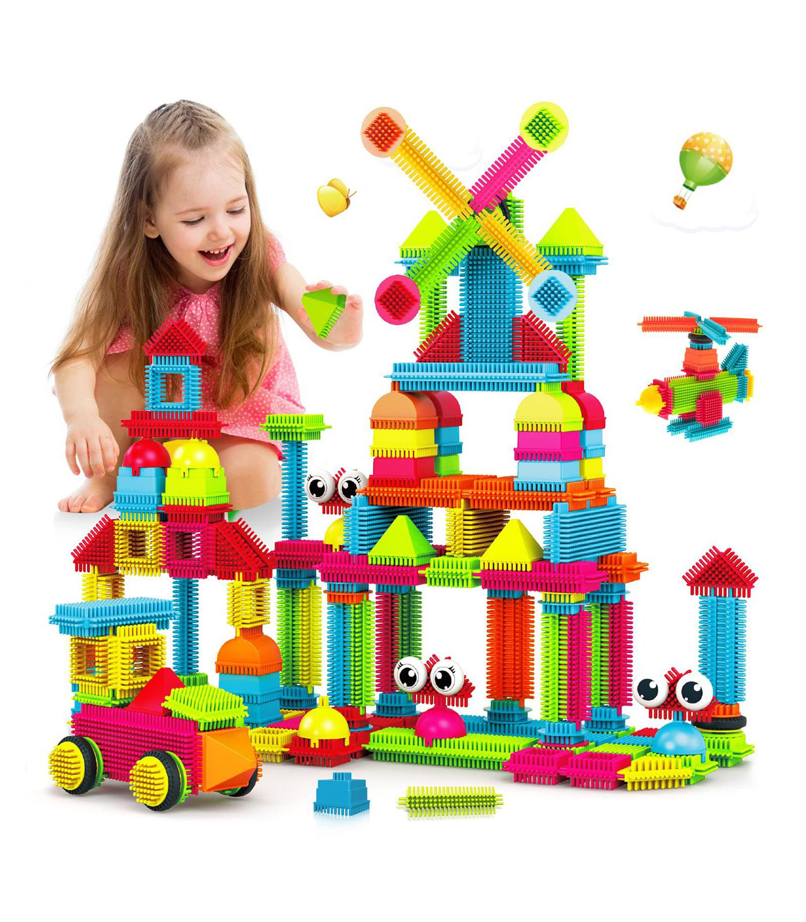 Contixo STEM Building Toys, 144 pcs Bristle Shape 3D Tiles Construction Educational Block, Creativity Beyond Imagination для детей 3-8 лет