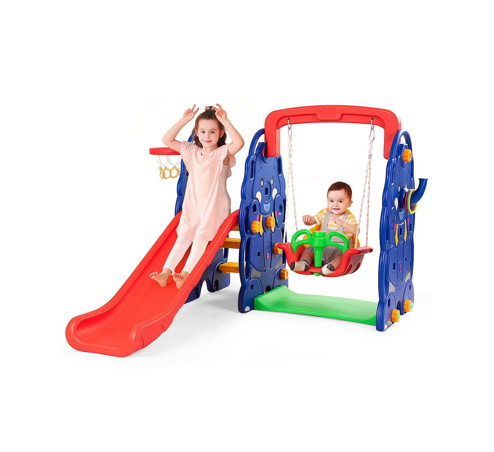 Детский игровой комплекс VEBREDA 3-in-1 Climber Slide Swing Seat Basketball Hoop