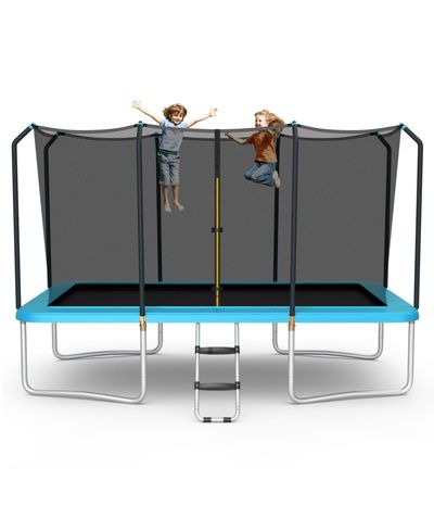 8 x 14 Feet Rectangular Recreational Trampoline with Safety Enclosure Net and Ladder