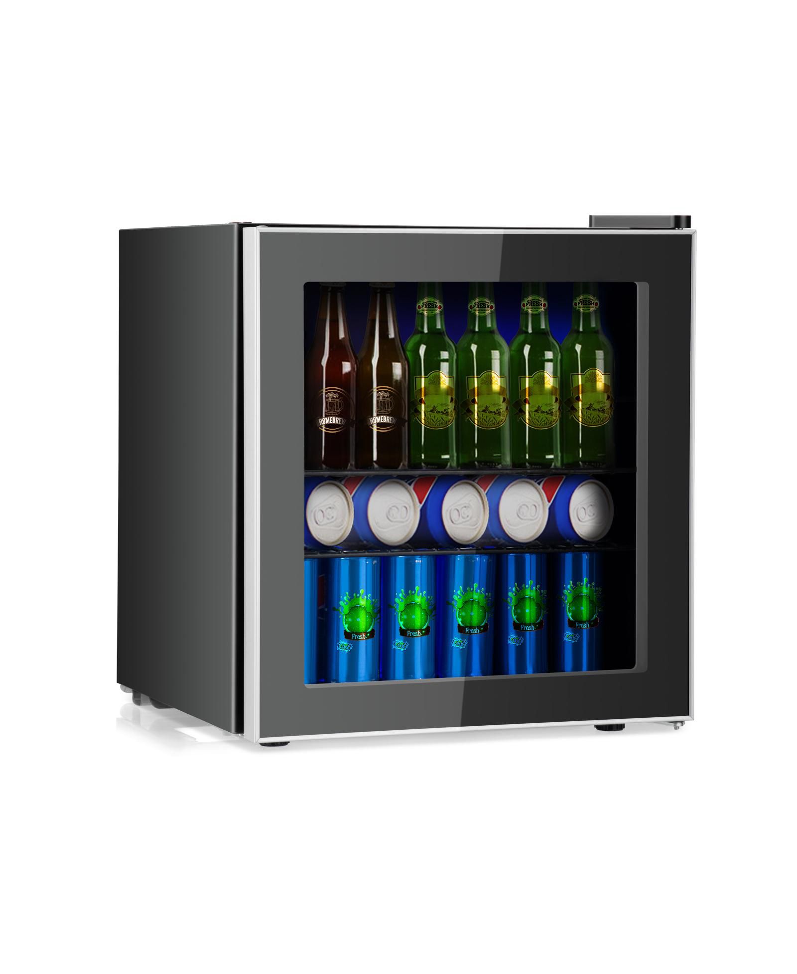 SUGIFT 60 Can Beverage Mini  Refrigerator with Glass Door