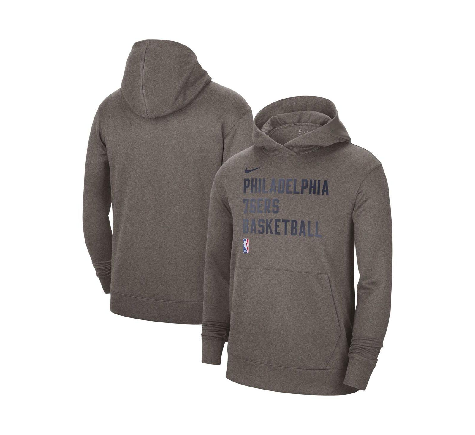 Худи Nike Men's and Women's Heather Gray Philadelphia 76ers 2023/24 Performance Spotlight On-Court Practice Pullover