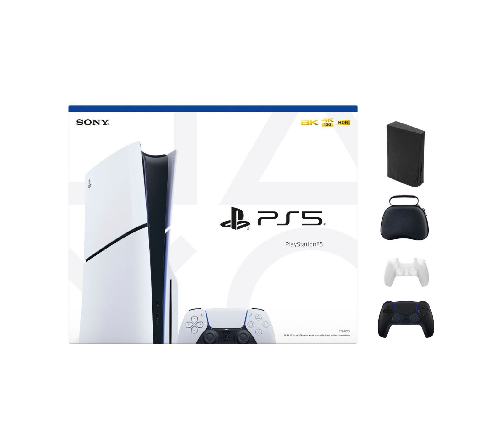 Sony - PlayStation 5 Slim Console - White With Accessories & Black Controller (Total 2 Controllers Included)