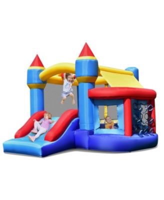INOLAIT Castle Slide Inflatable Bounce House with Ball Pit and Basketball Hoop