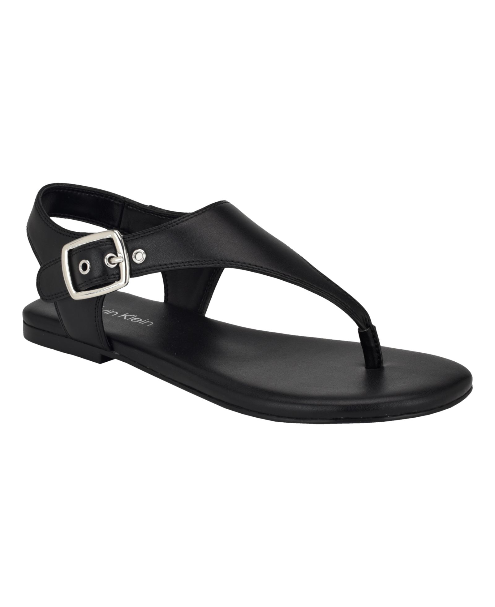 Calvin Klein Women's Moraca Buckle T-Strap Flat Sandals