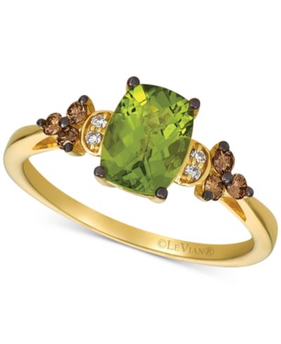 Le Vian кольцо с перидотом (1-1/3 ct. t.w.) и бриллиантом (1/5 ct. t.w.) в золоте 14k