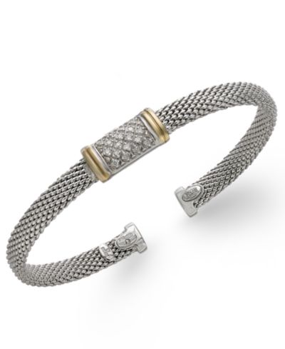 Браслет Diamond Mesh в 14k Gold и Sterling Silver (1/8 ct. t.w.)