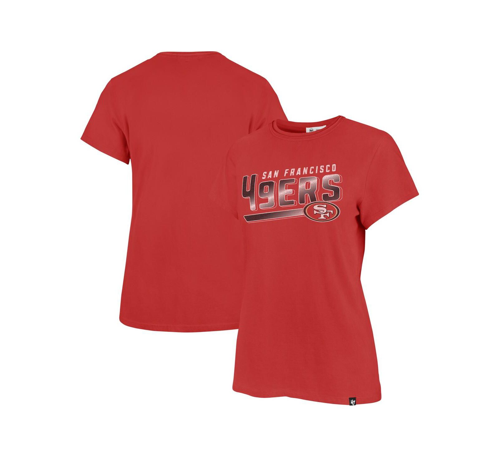 Women's '47 Brand Scarlet Distressed San Francisco 49ers Pep Up Frankie T-shirt
