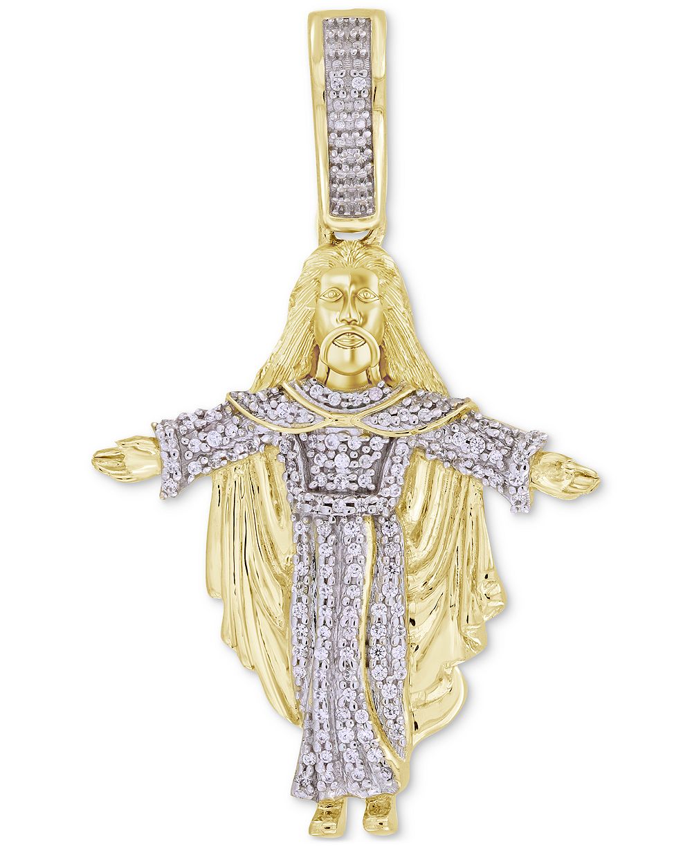 Мужской кулон в виде фигуры Христа (1/5 ct. t.w.) в 10k Gold