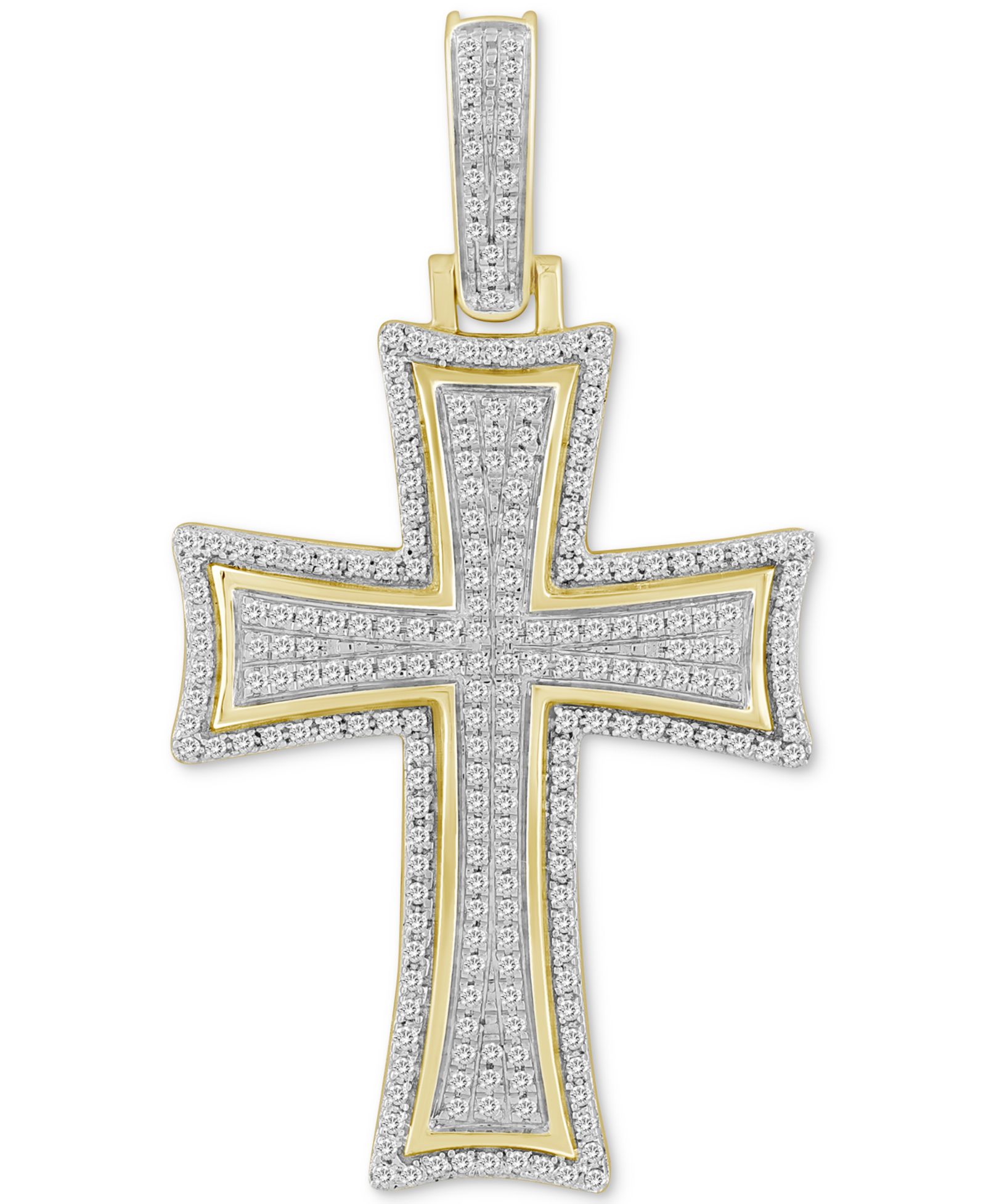 Мужской кулон в форме креста с бриллиантовым паве (1/2 ct. t.w.) в золоте 10k