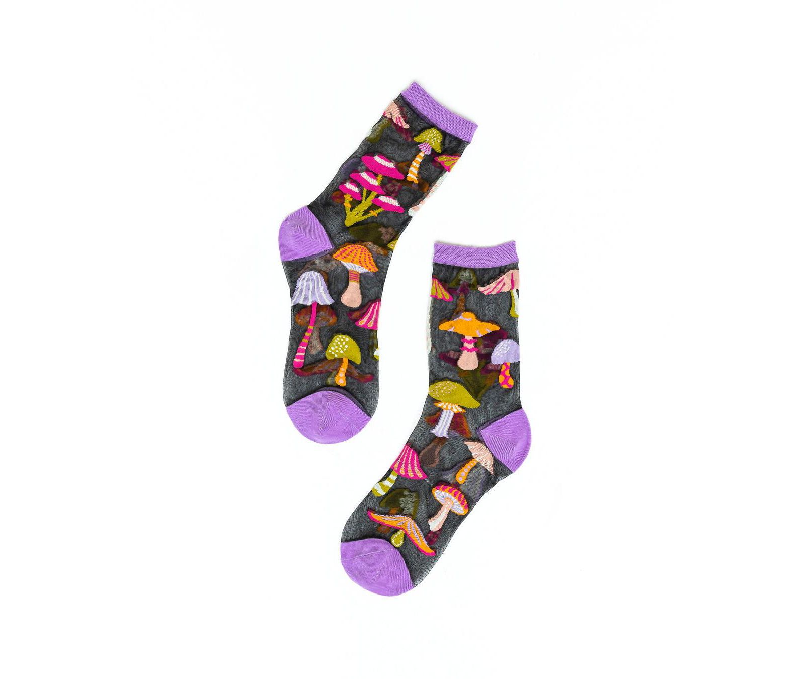 Черные прозрачные носки Sock Candy Women's Magic Mushrooms Black Sheer Sock