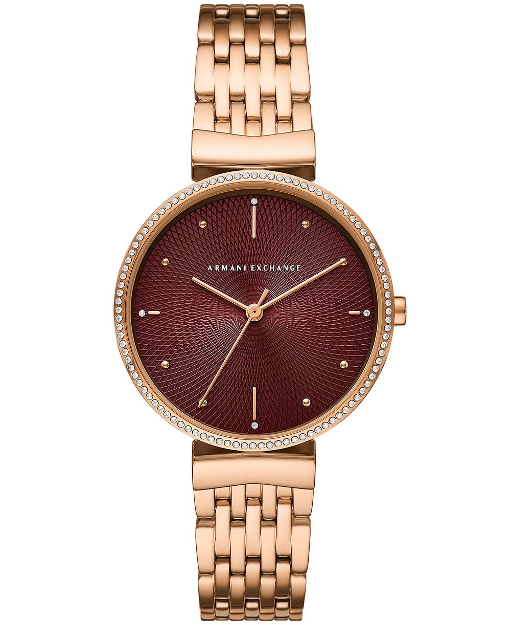 Женские часы A|X Armani Exchange Three-Hand Rose Gold-Tone Stainless Steel 36mm, AX5912