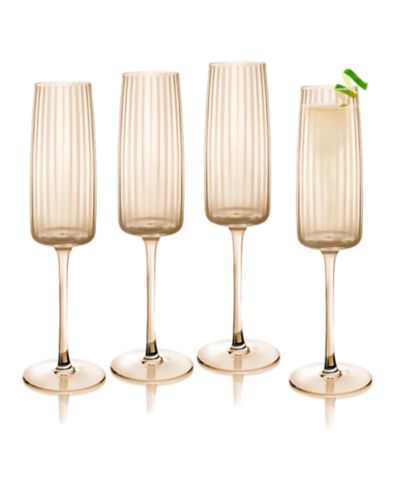 Qualia Glass Modern Flute Glasses, Set of 4