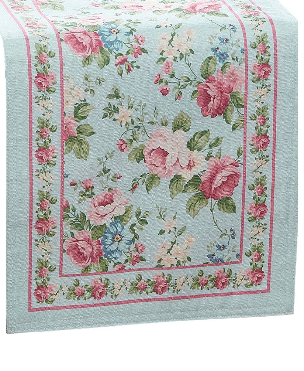 Vintage-Like Floral Garden Table Runner, 13" x 70"