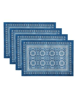Vietri подставки для сервировки стола с синим принтом, набор из 4 шт., 13" x 19"