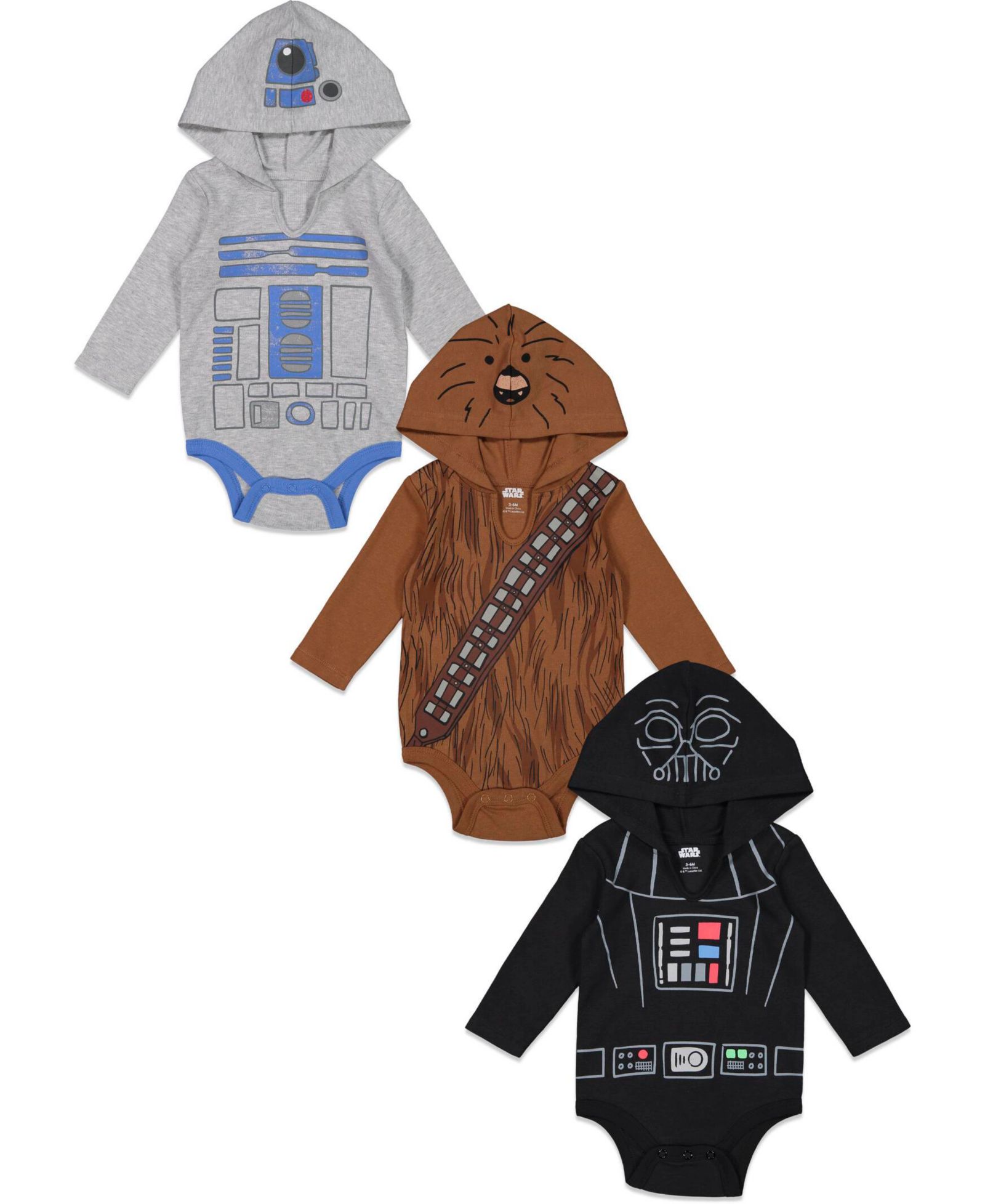 Детский набор боди Star Wars Darth Vader R2-D2 Chewbacca, 3 шт.