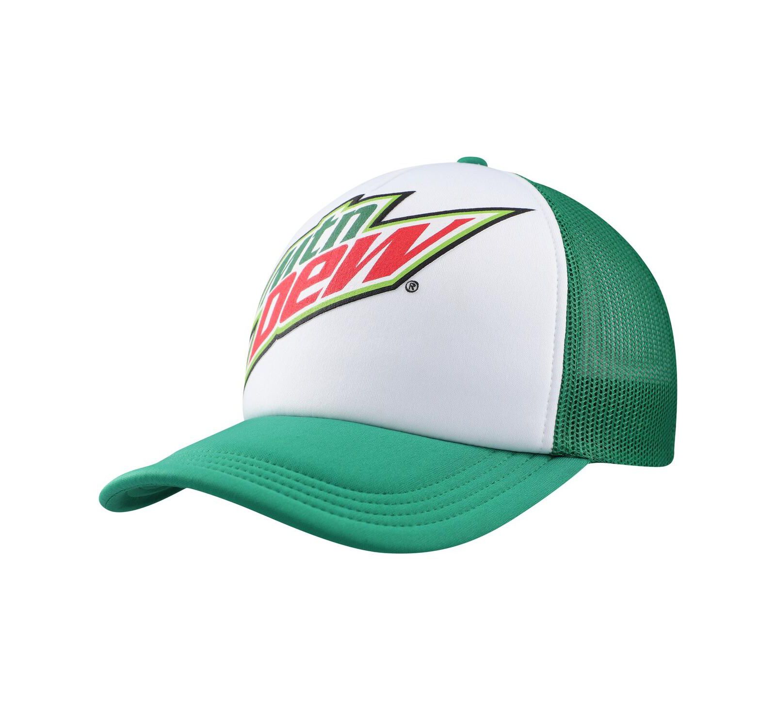 Кепка Lids Мужская белая зеленая Mountain Dew Foam Trucker регулируемая
