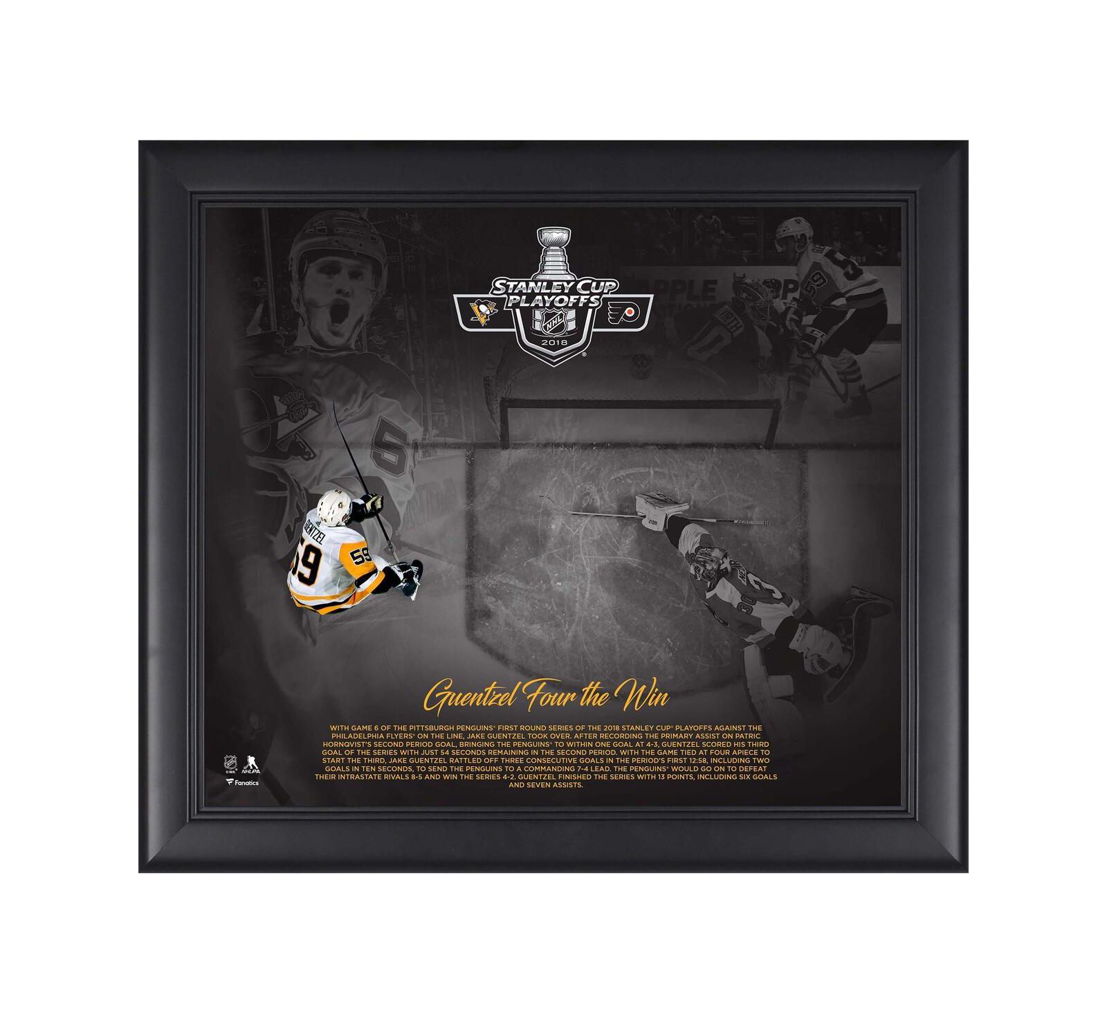 Коллаж Fanatics Authentic Jake Guentzel Pittsburgh Penguins Four Goals Vs. Philadelphia Flyers, 15"x17"