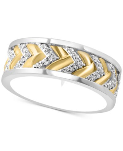 EFFY® Men's Black Spinel Chevron Band (1-1/20 ct. t.w.) in Sterling Silver (Also in White Topaz)