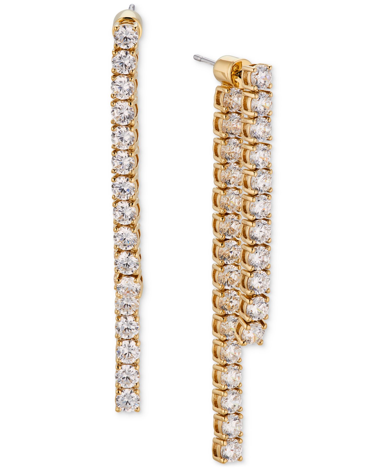 Серьги Eliot Danori Silver-Tone Cubic Zirconia Front-to-Back Linear Drop