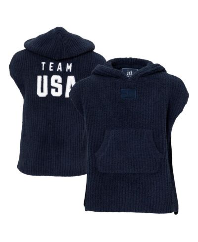 Youth Boys and Girls ALPHA Navy Team USA Barefoot Dreams CozyChic Hooded Rib Cozy