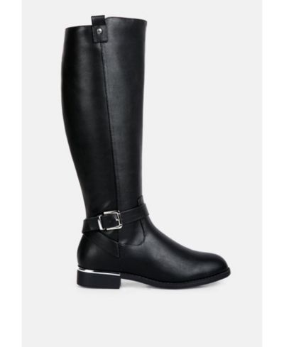 London Rag Women's Renny Buckle Strap Embellished Calf Boots