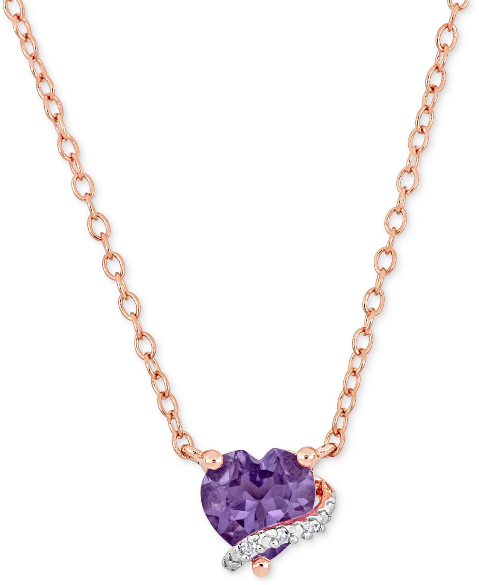 Подвеска-кулон Amethyst (1/2 ct. t.w.) & Diamond Accent Swirl 18" в розовом позолоченном стерлинговом серебре