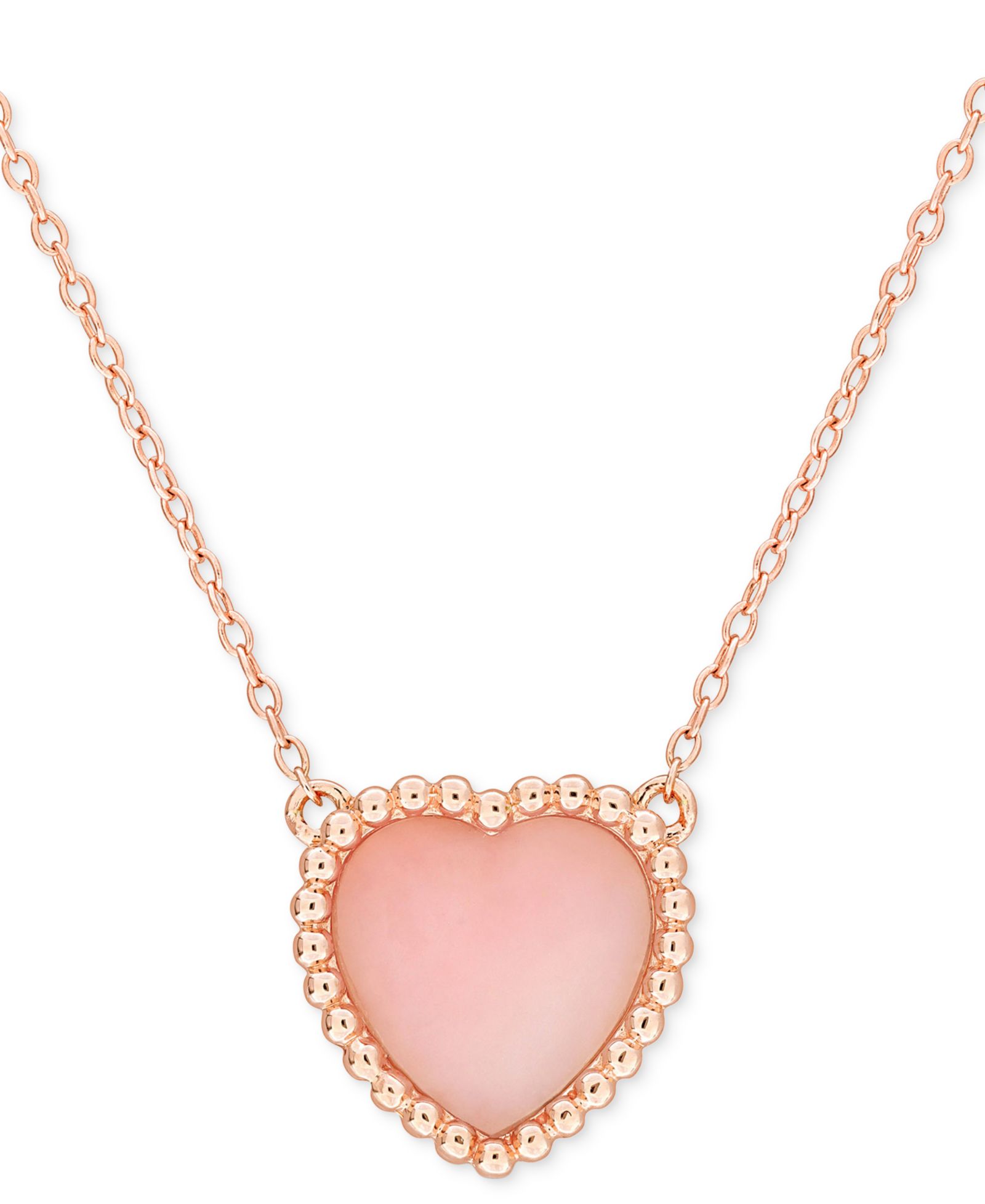 Подвеска-кулон Pink Opal (5 ct. t.w.) в форме сердца в розовом напылении на стерлинговом серебре, 17"