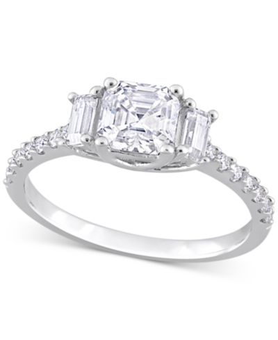 Кольцо с муассанитом (1-1/3 ct. t.w.) из трех камней в стерлинговом серебре