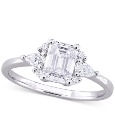 Кольцо помолвочное с кластером из моассанита (1-3/8 ct. t.w.) восьмигранной огранки в стерлинговом серебре