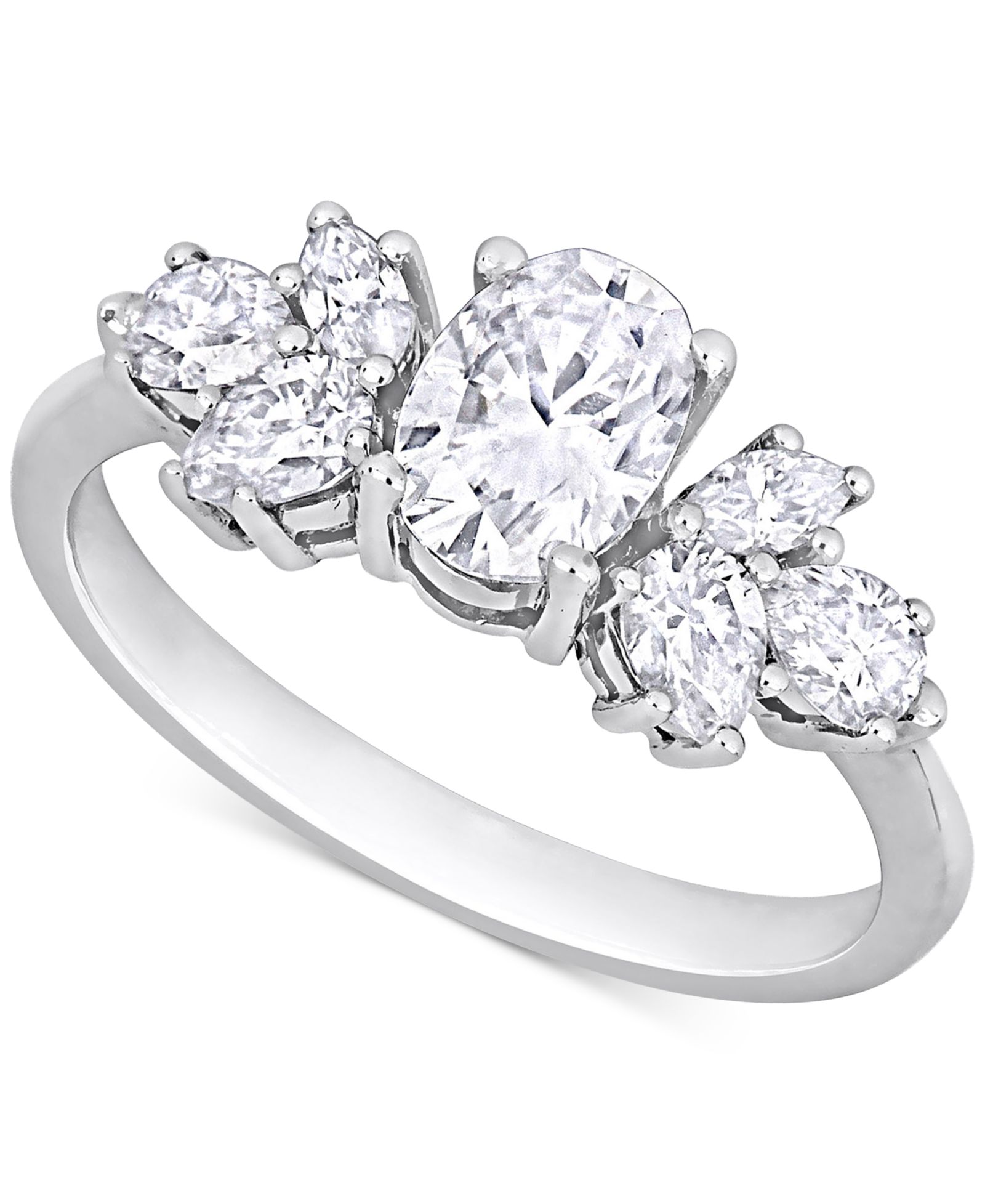 Помолнитовое помолвочное кольцо Macy's Mixed-Cut in 10k White Gold (2 ct. t.w.)