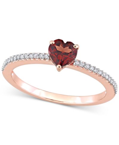 Garnet (1/2 ct. t.w.) & Diamond (1/10 ct. t.w.) Heart Promise Ring in 10k Rose Gold