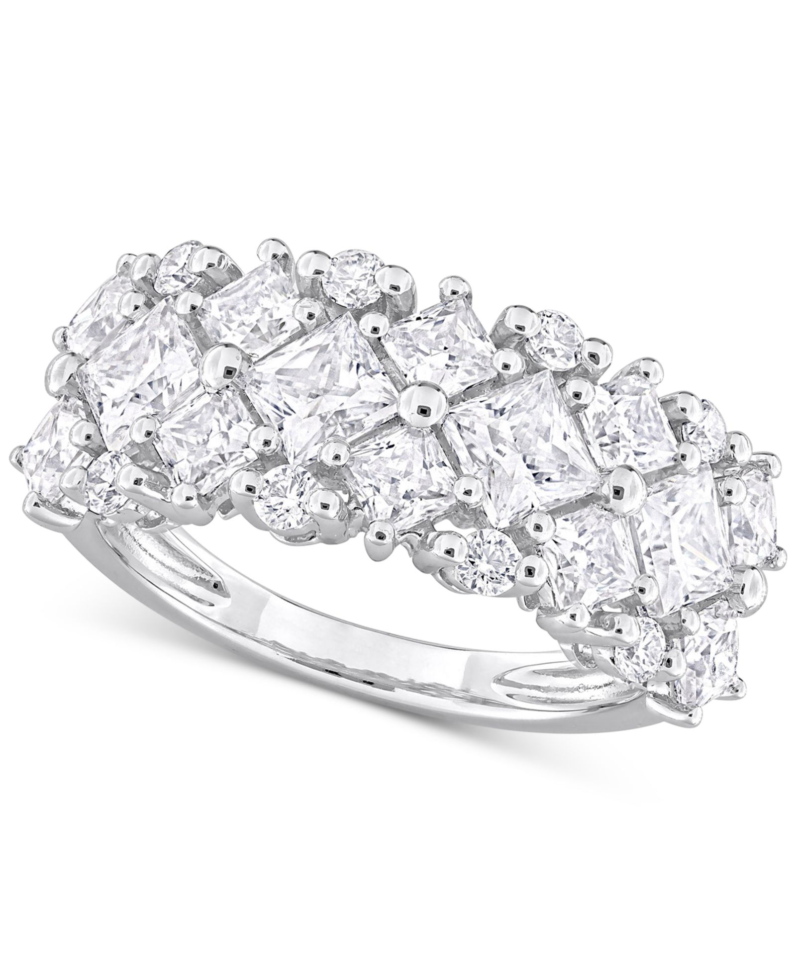 Кольцо Moissanite Mixed-Cut Cluster в серебре Sterling Silver