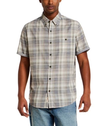Weatherproof Vintage Men's Short-Sleeve Button Down 100% Cotton Plaid Shirt