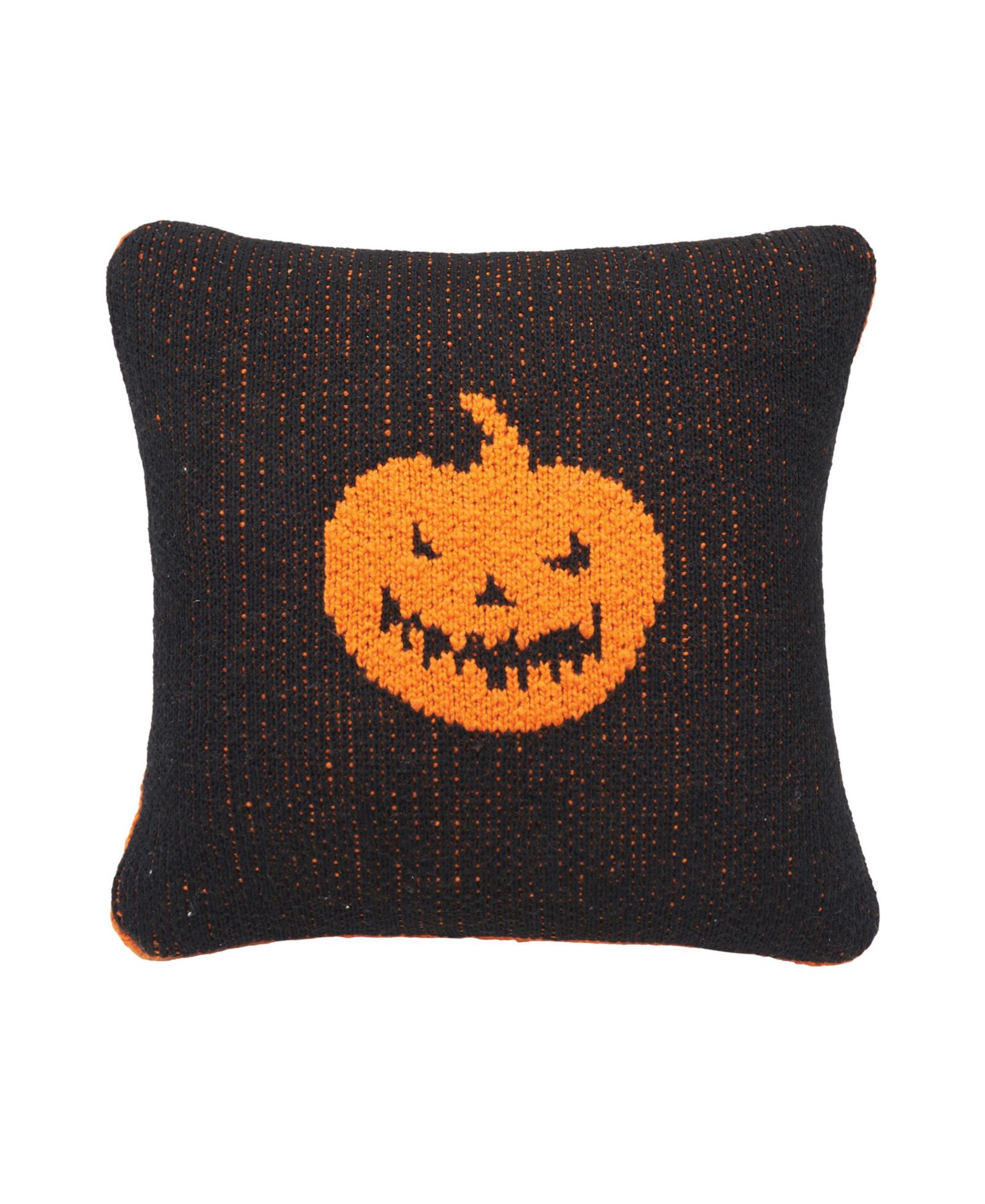 Jack O' Lantern Cotton Knit Small 10" x 10" Autumn Fall Accent Pillow