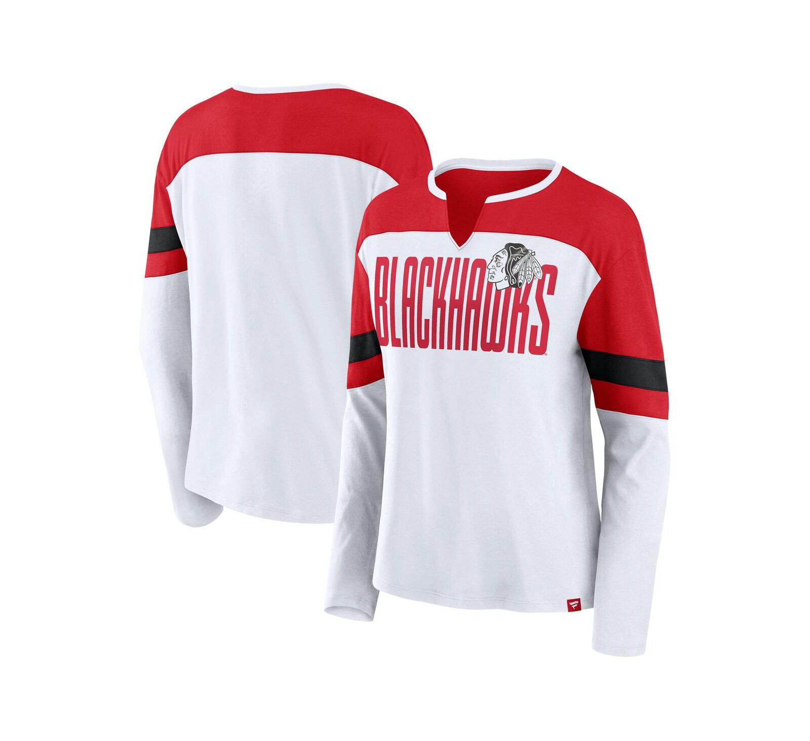 Женская футболка Fanatics Chicago Blackhawks Frozen с длинным рукавом бело-красная