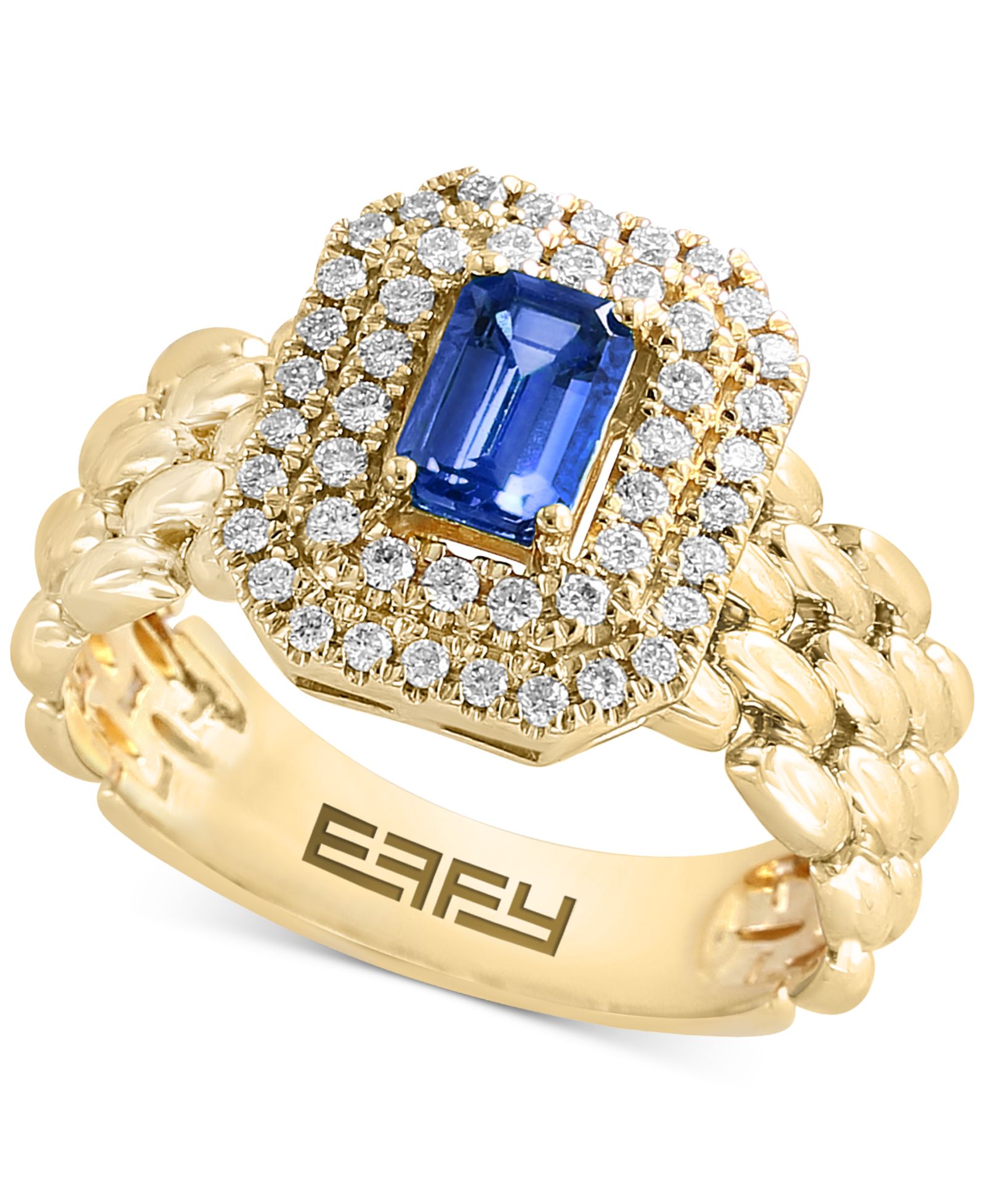 Кольцо EFFY Collection Sapphire (1-1/2 ct. t.w.) & Diamond (5/8 ct. t.w.) Double Halo Statement в 14k Gold