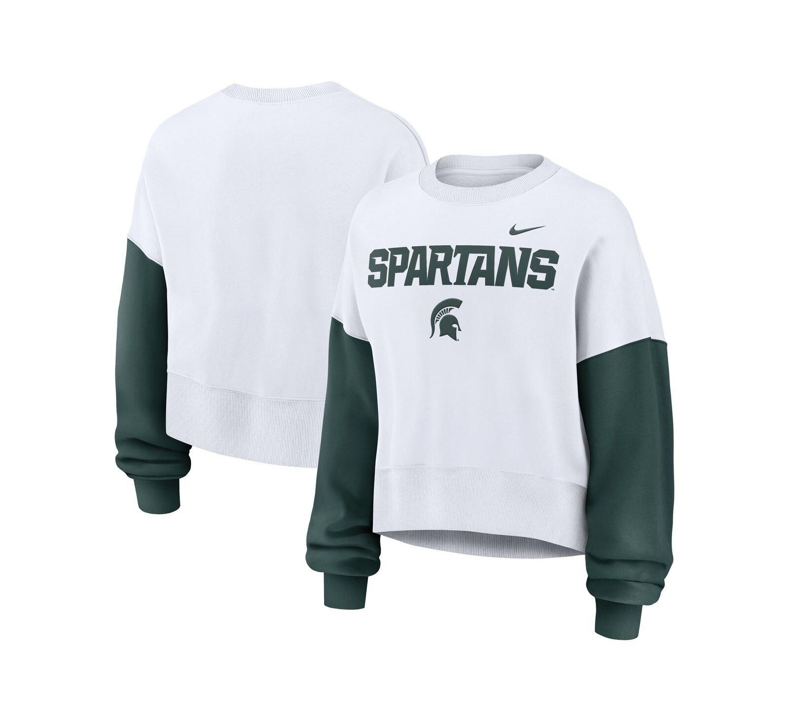 Nike Женская укороченная толстовка Michigan State Spartans White
