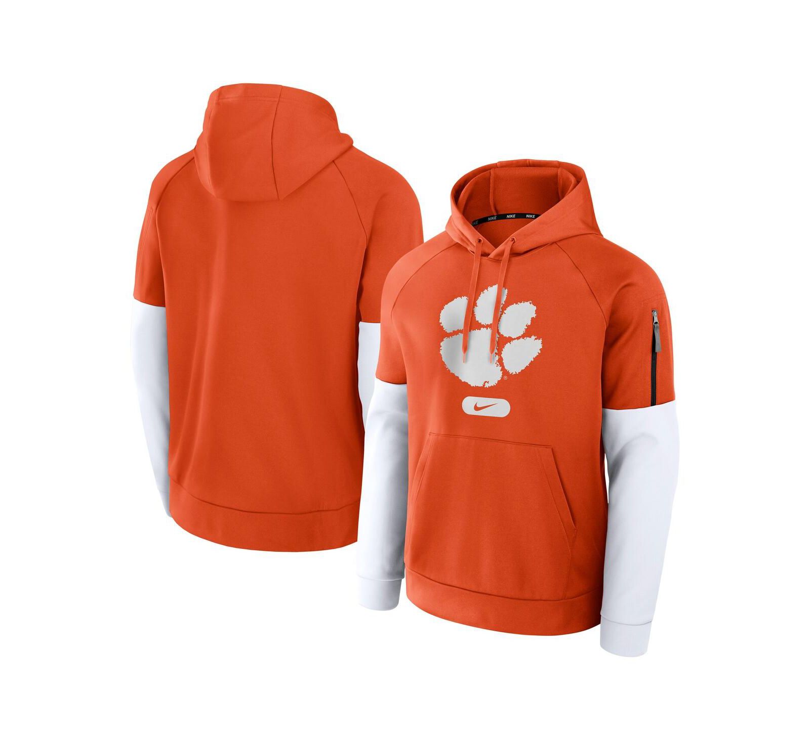 Мужской худи Nike Clemson Tigers Fitness Raglan Performance Pullover Orange/White